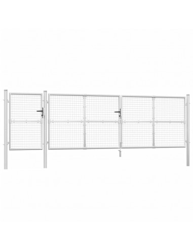 Cancello da Giardino in Rete Argento 500x125 cm in Acciaio Zincato