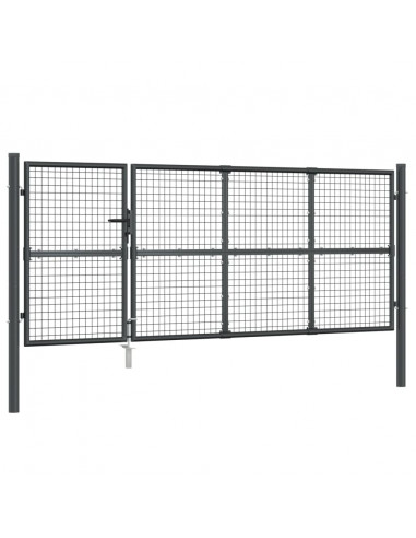 Cancello da Giardino Rete Antracite 350x175 cm Acciaio Zincato