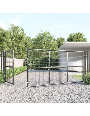 Cancello da Giardino Rete Antracite 350x175 cm Acciaio Zincato