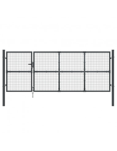Cancello da Giardino Rete Antracite 350x175 cm Acciaio Zincato
