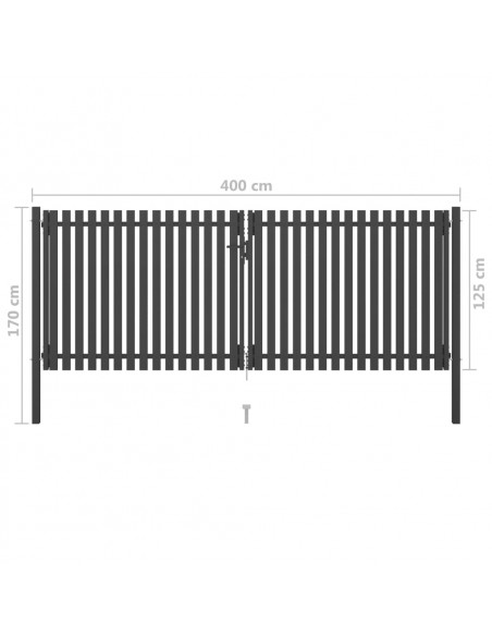Cancello per Recinzione da Giardino in Acciaio 400x125 cm Antracite