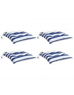 Cuscini per Sedia 4pz Strisce Bianche e Blu 40x40x7 cm Tessuto 2