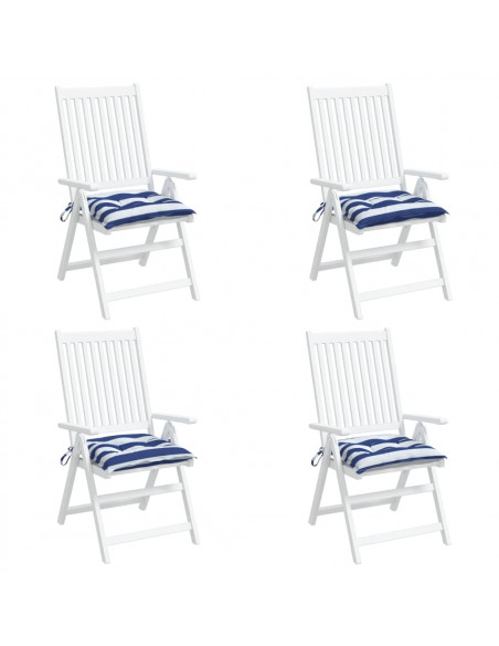 Cuscini per Sedia 4pz Strisce Bianche e Blu 40x40x7 cm Tessuto