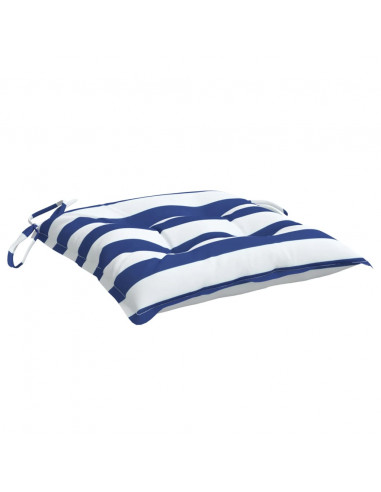 Cuscini per Sedia 4pz Strisce Bianche e Blu 40x40x7 cm Tessuto