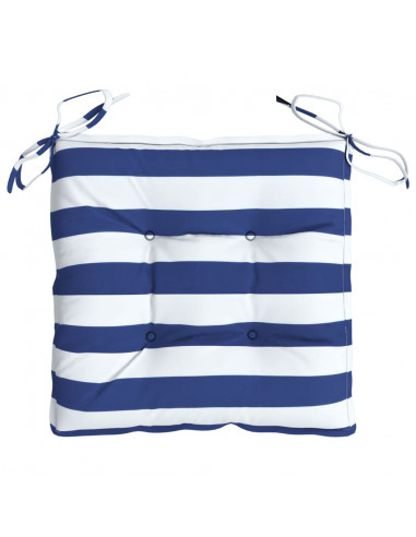 Cuscini per Sedia 4pz Strisce Bianche e Blu 40x40x7 cm Tessuto