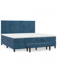 Giroletto a Molle con Materasso Blu Scuro 200x200 cm in Velluto