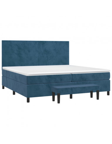 Giroletto a Molle con Materasso Blu Scuro 200x200 cm in Velluto