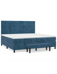 Giroletto a Molle con Materasso Blu Scuro 200x200 cm in Velluto