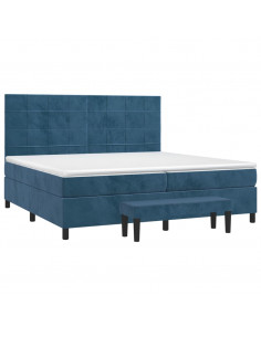 Giroletto a Molle con Materasso Blu Scuro 200x200 cm in Velluto 2