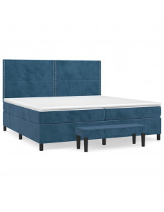 Giroletto a Molle con Materasso Blu Scuro 200x200 cm in Velluto