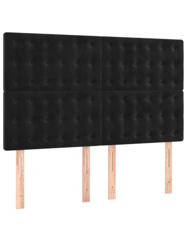 Giroletto a Molle con Materasso Nero 140x200 cm in Velluto