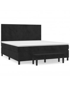 Giroletto a Molle con Materasso Nero 160x200 cm in Velluto