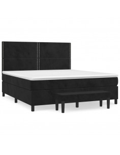 Giroletto a Molle con Materasso Nero 180x200 cm in Velluto