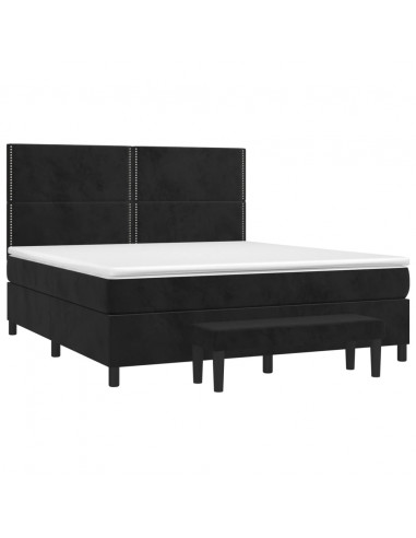 Giroletto a Molle con Materasso Nero 180x200 cm in Velluto