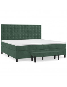 Giroletto a Molle con Materasso Verde Scuro 200x200 cm Velluto