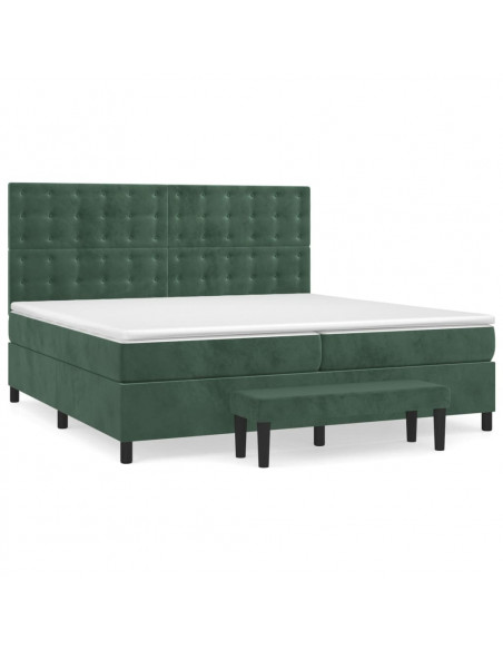 Giroletto a Molle con Materasso Verde Scuro 200x200 cm Velluto