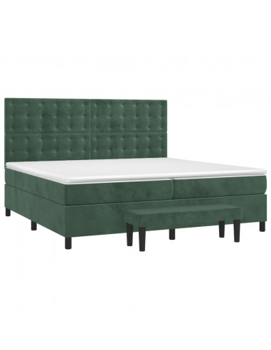 Giroletto a Molle con Materasso Verde Scuro 200x200 cm Velluto