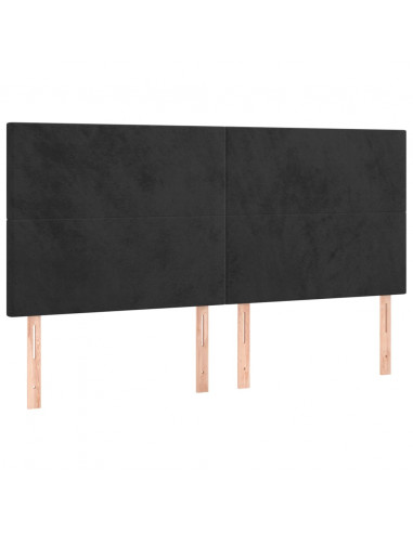 Giroletto a Molle con Materasso Nero 200x200 cm in Velluto