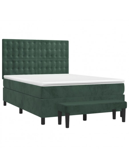 Giroletto a Molle con Materasso Verde Scuro 140x190 cm Velluto