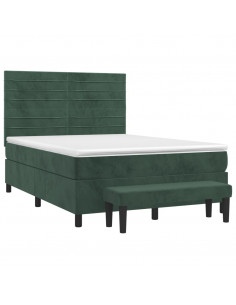 Giroletto a Molle con Materasso Verde Scuro 140x190 cm Velluto 2