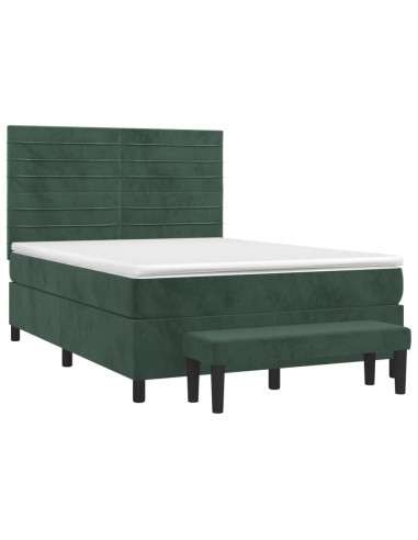 Giroletto a Molle con Materasso Verde Scuro 140x190 cm Velluto