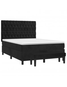 Giroletto a Molle con Materasso Nero 140x200 cm in Velluto 2