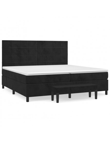 Giroletto a Molle con Materasso Nero 200x200 cm in Velluto