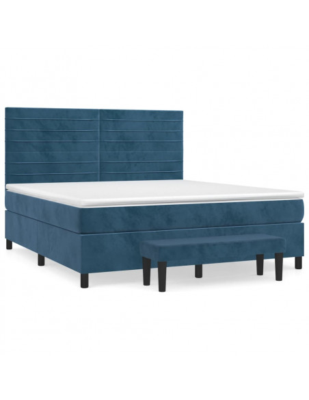 Giroletto a Molle con Materasso Blu Scuro 160x200 cm in Velluto