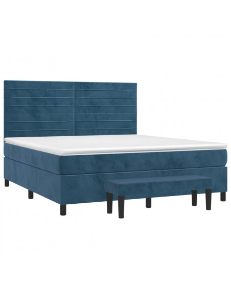 Giroletto a Molle con Materasso Blu Scuro 160x200 cm in Velluto