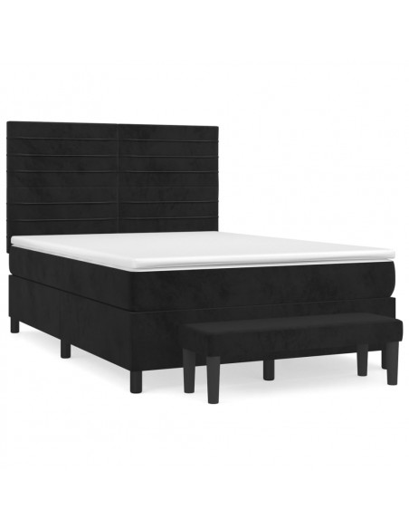 Giroletto a Molle con Materasso Nero 140x190 cm in Velluto