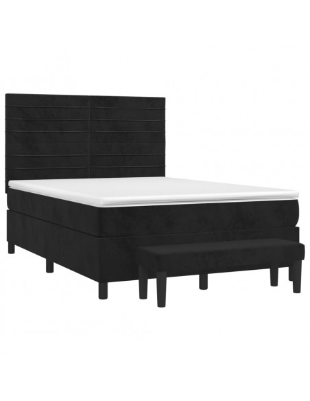 Giroletto a Molle con Materasso Nero 140x190 cm in Velluto