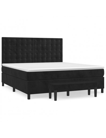 Giroletto a Molle con Materasso Nero 160x200 cm in Velluto