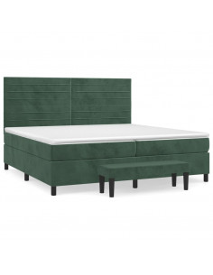 Giroletto a Molle con Materasso Verde Scuro 200x200 cm Velluto