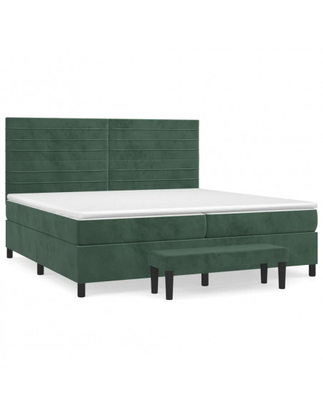 Giroletto a Molle con Materasso Verde Scuro 200x200 cm Velluto