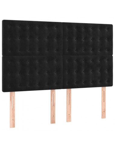 Giroletto a Molle con Materasso Nero 140x190 cm in Velluto