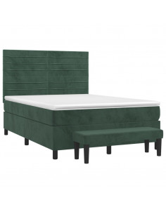 Giroletto a Molle con Materasso Verde Scuro 140x200 cm Velluto 2