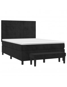 Giroletto a Molle con Materasso Nero 140x200 cm in Velluto 2