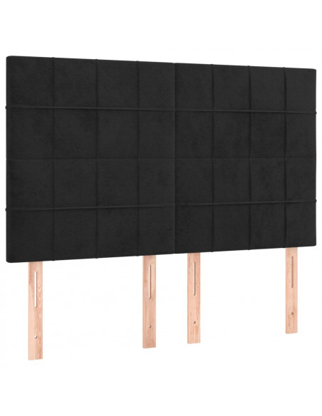 Giroletto a Molle con Materasso Nero 140x200 cm in Velluto
