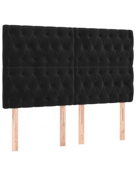Giroletto a Molle con Materasso Nero 160x200 cm in Velluto