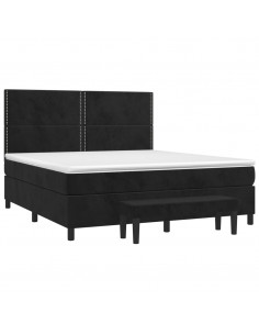 Giroletto a Molle con Materasso Nero 160x200 cm in Velluto 2