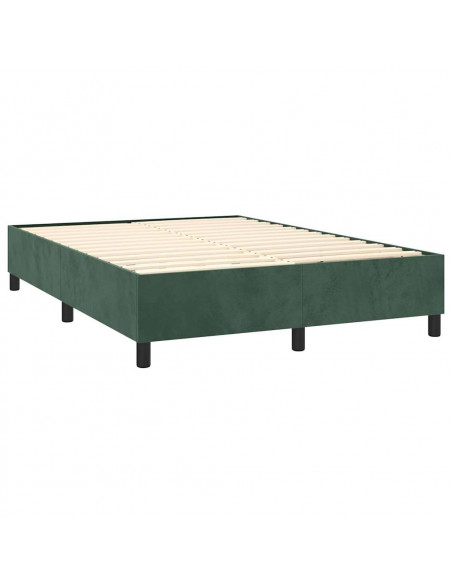 Giroletto a Molle con Materasso Verde Scuro 140x200 cm Velluto