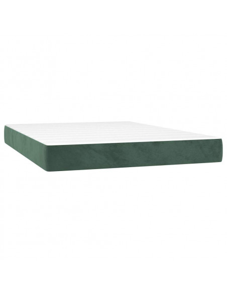 Giroletto a Molle con Materasso Verde Scuro 140x200 cm Velluto