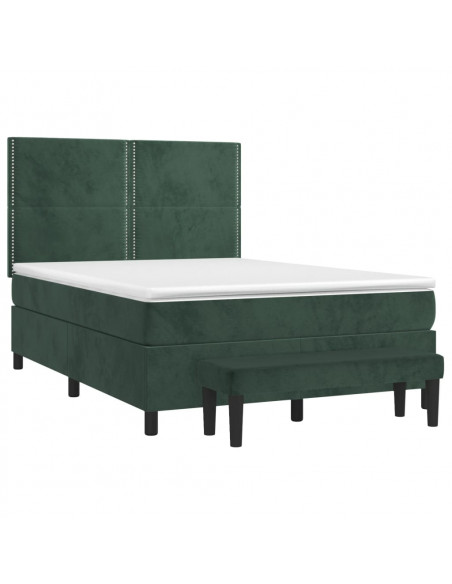 Giroletto a Molle con Materasso Verde Scuro 140x190 cm Velluto