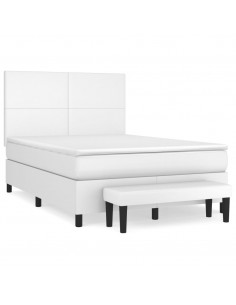 Giroletto a Molle con Materasso Bianco 140x190 cm in Similpelle