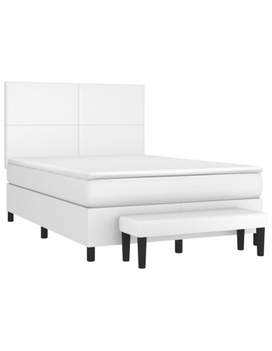 Giroletto a Molle con Materasso Bianco 140x190 cm in Similpelle