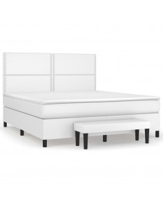 Giroletto a Molle con Materasso Bianco 160x200 cm in Similpelle