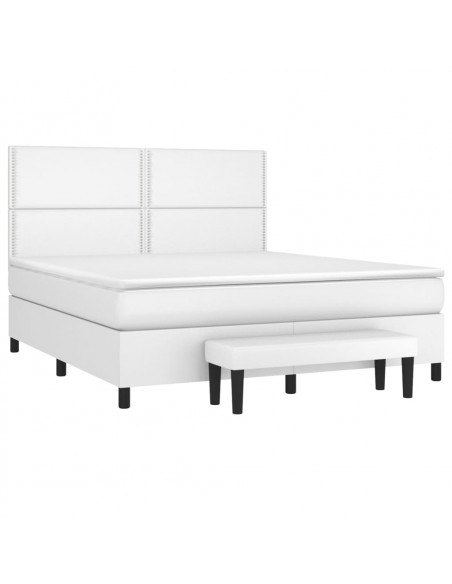 Giroletto a Molle con Materasso Bianco 160x200 cm in Similpelle