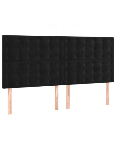 Giroletto a Molle con Materasso Nero 180x200 cm in Velluto