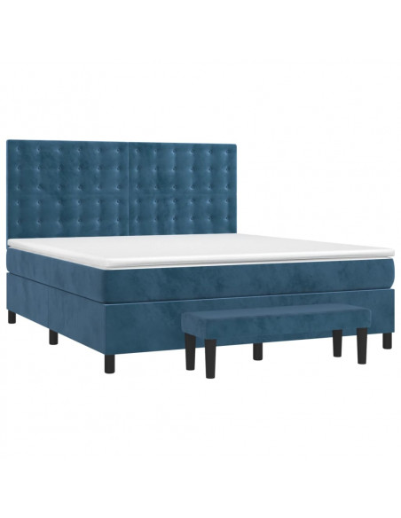 Giroletto a Molle con Materasso Blu Scuro 180x200 cm in Velluto