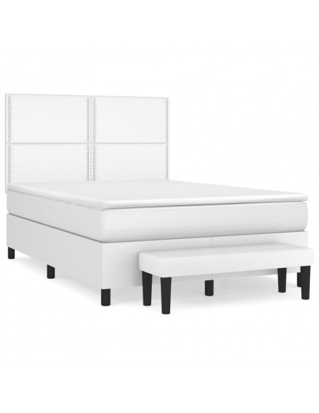 Giroletto a Molle con Materasso Bianco 140x200 cm in Similpelle